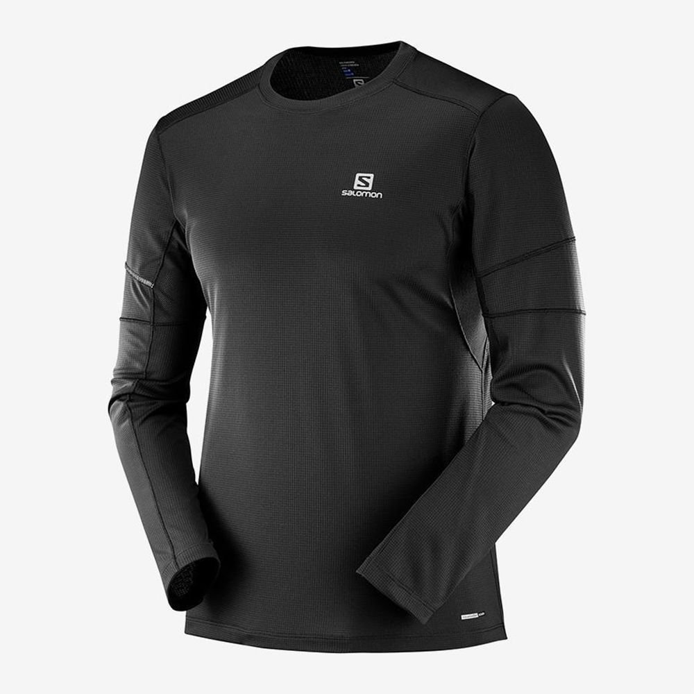 SALOMON AGILE LS Philippines - Men's Tops - Black | 527106-SWV